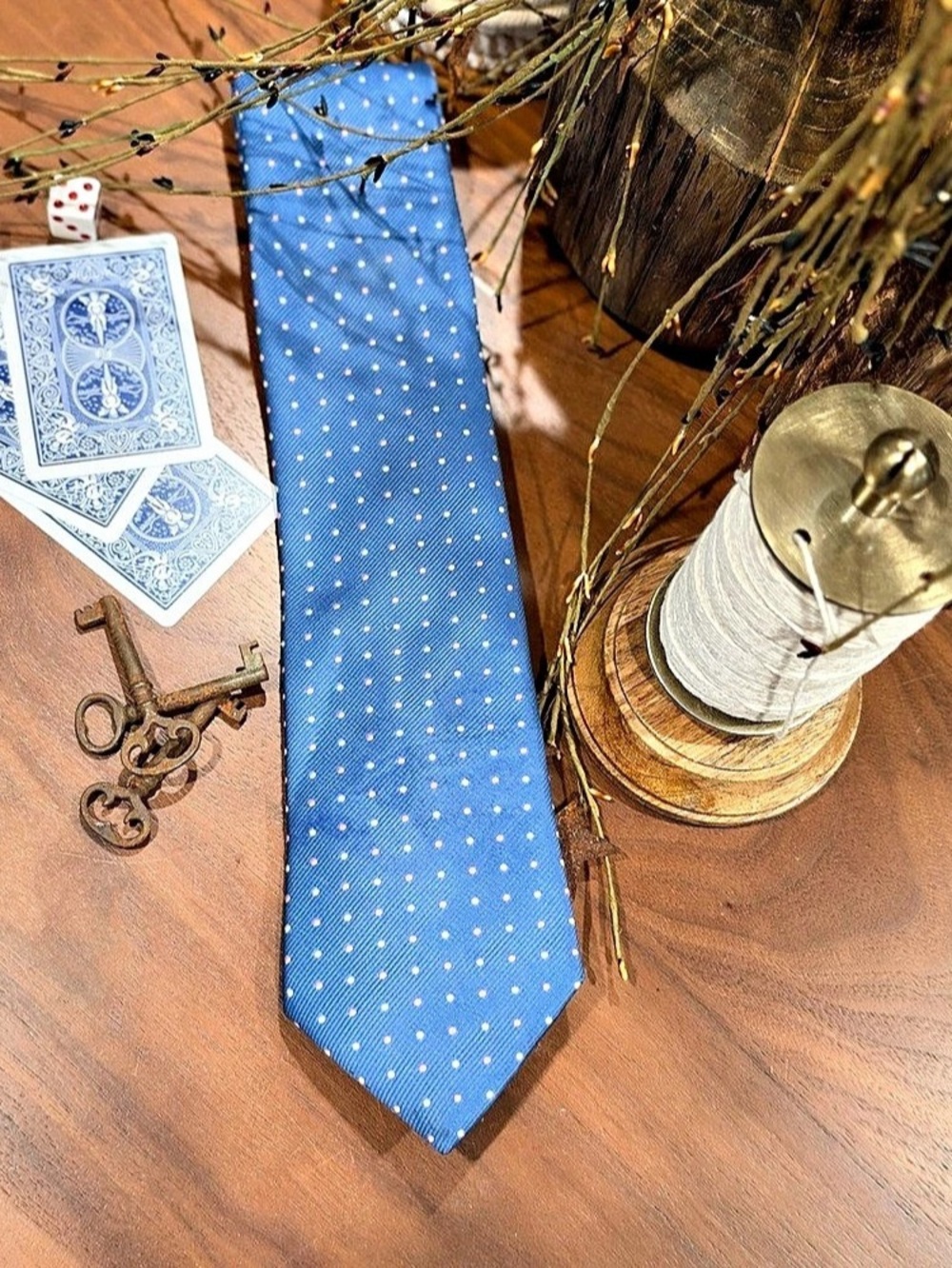 Marks & Spencer Polka Dot Tie in Blue